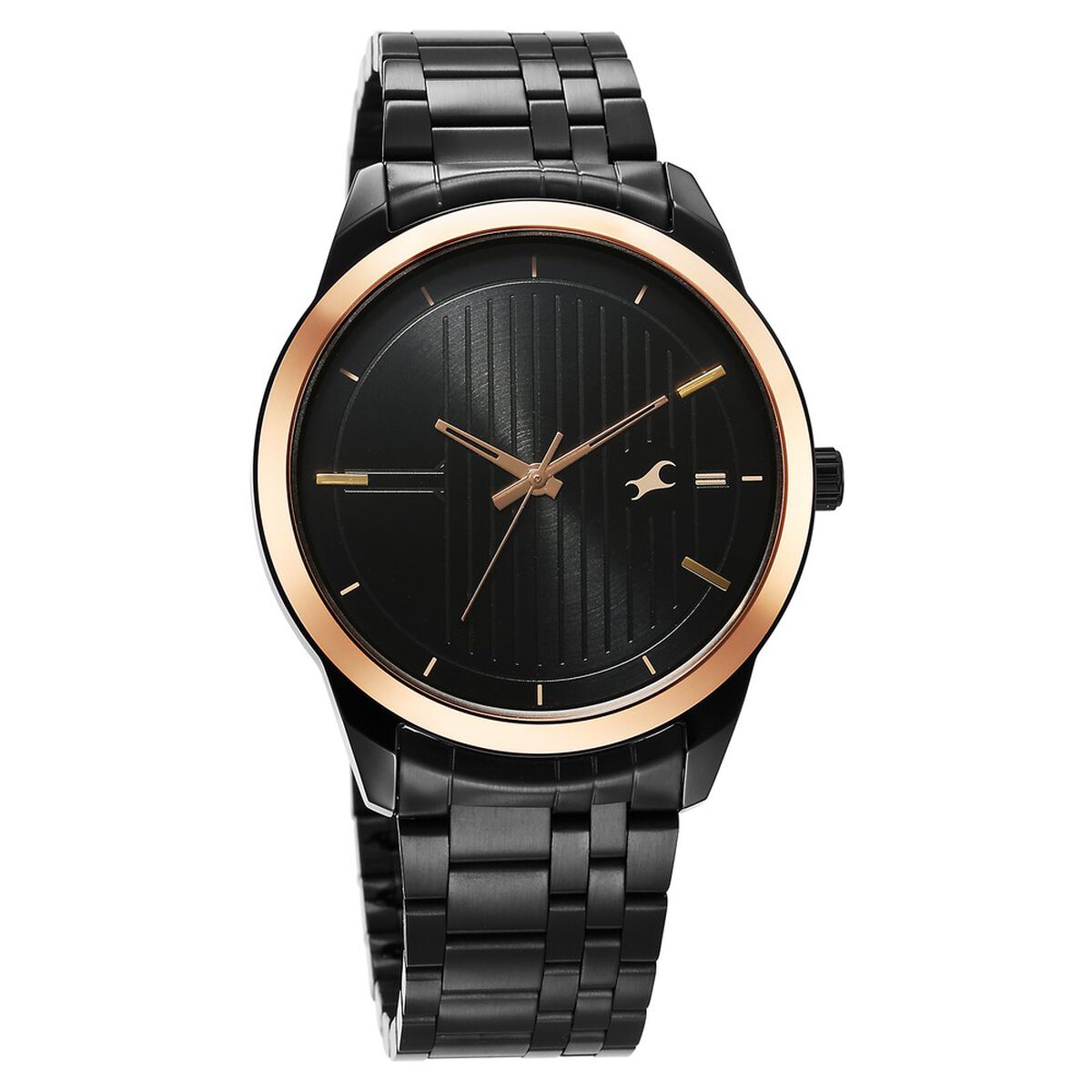 Fastrack Stunners Quartz Analog Black Dial Black Stainless Steel Strap Watch For Guys 2