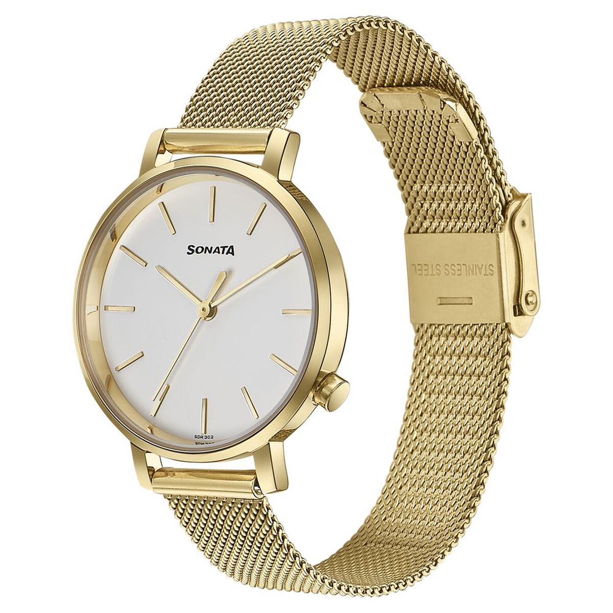 Sonata Elegent Essentials Quartz Analog White Dial Stainless Steel Strap Watch For Women 3