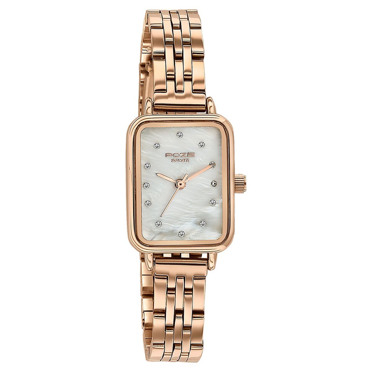 Sonata Poze Quartz Analog Mother of Pearl Dial Rose Gold Metal Strap Watch For Women 3