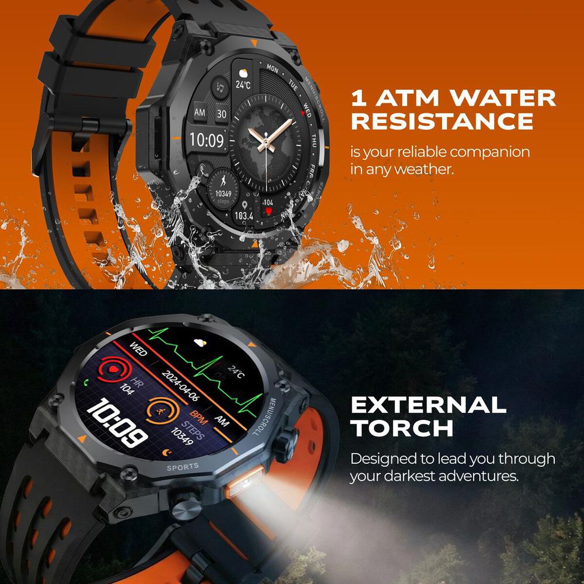 Fastrack Xtreme Adventure Smartwatch with 1.43" AMOLED Display, Dual Push Button, Dual Tone Strap, Multiple Menu Styles 5