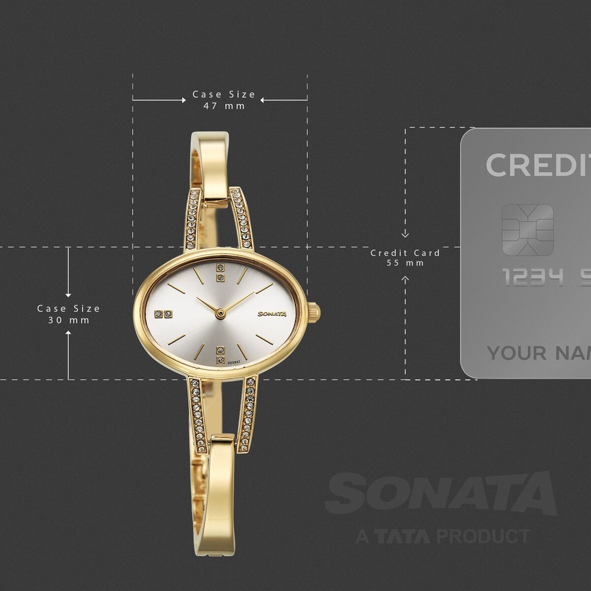 Sonata Aura Quartz Analog Silver Dial Golden Stainless Steel Strap Watch For Women 3