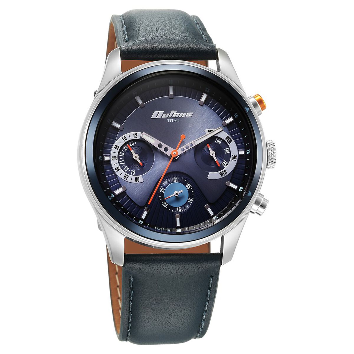 Titan Octane Quartz Multifunction Blue Dial With Blue Leather Strap Watch For Men 2