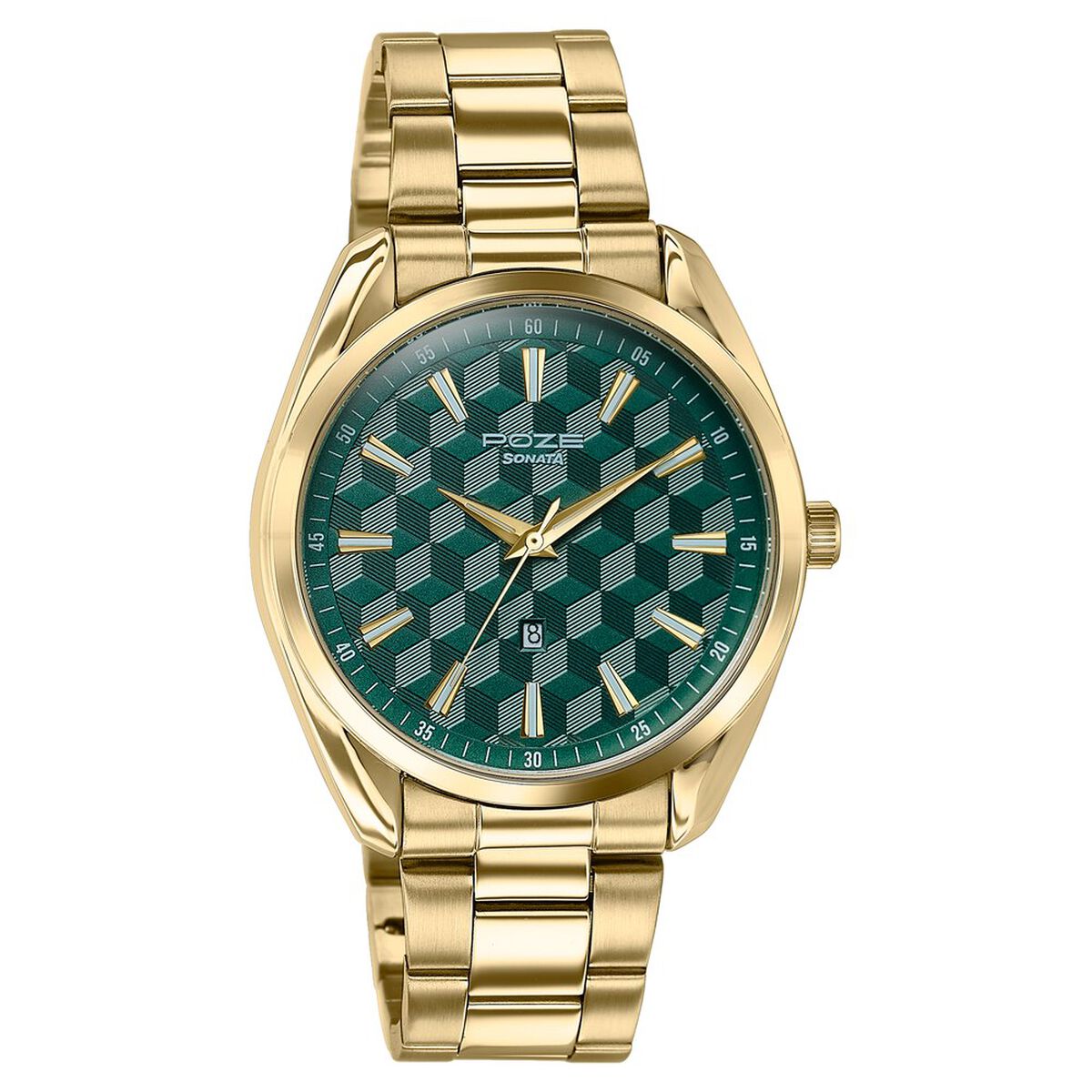 Sonata Poze Quartz Analog Two Toned Dial Golden Colour Stainless Steel Strap Watch For Men 2