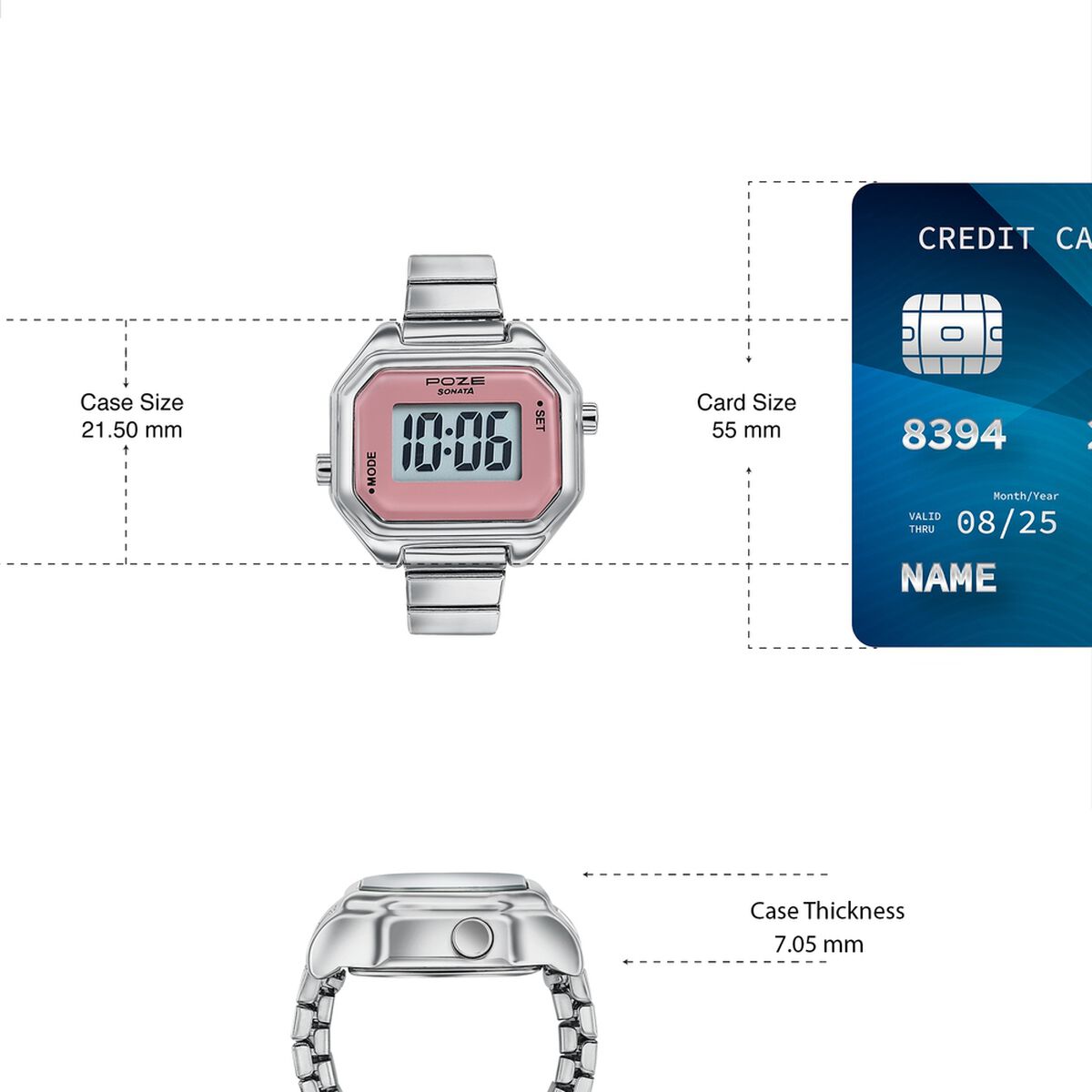 Poze By Sonata Digital Ring Watch With Pink Dial For Women 4