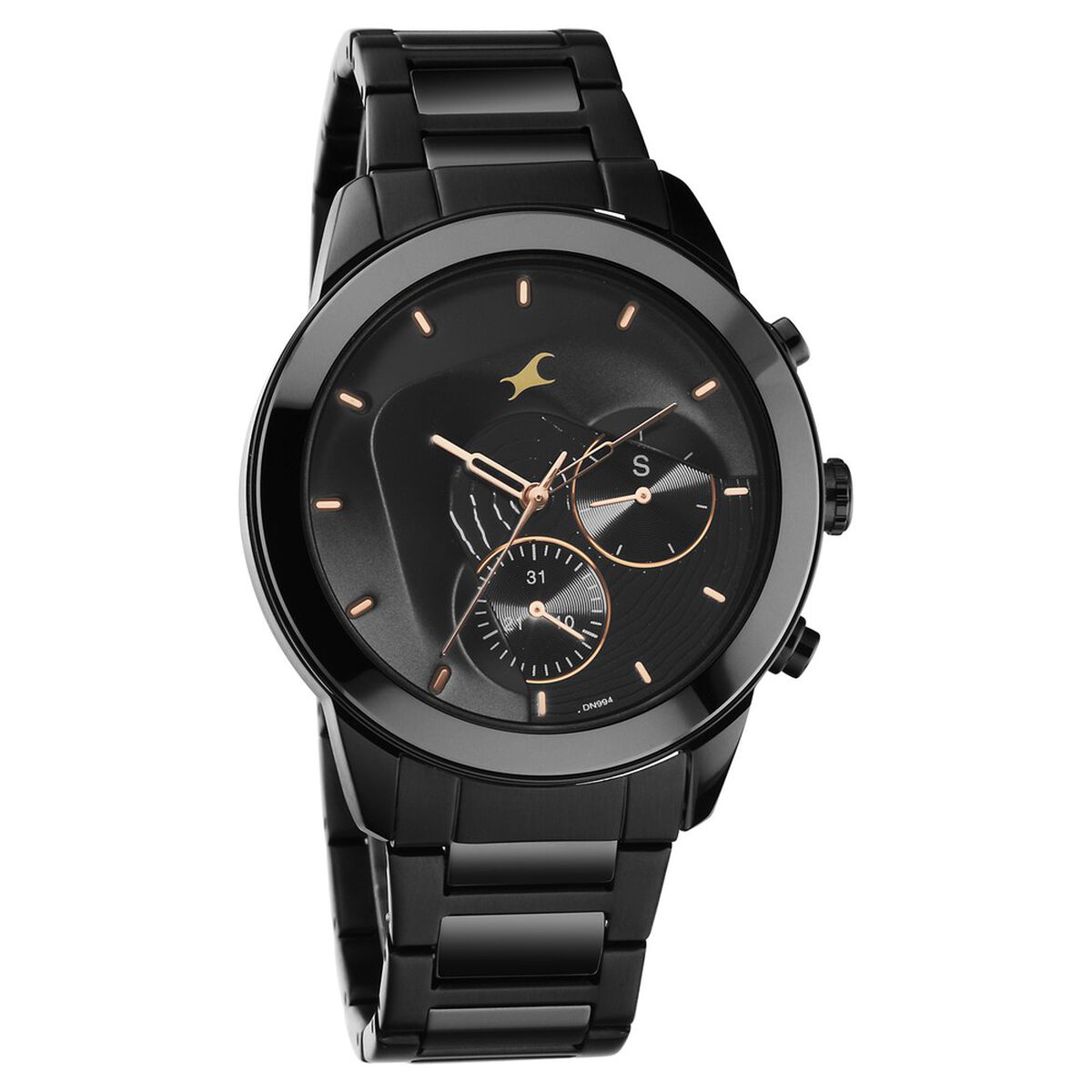 Fastrack Cerame Quartz Multifunction Black Dial Steel & Ceramic Strap Watch for Guys 2