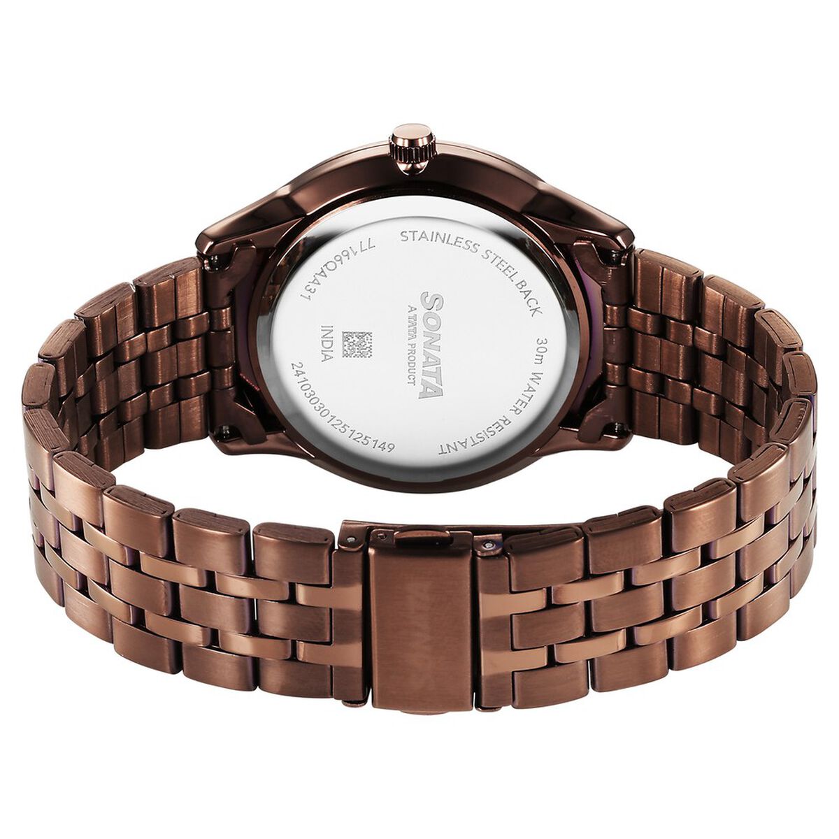 Sonata Eternia Quartz Analog with Date Brown Dial Metal Strap Watch For Men 5