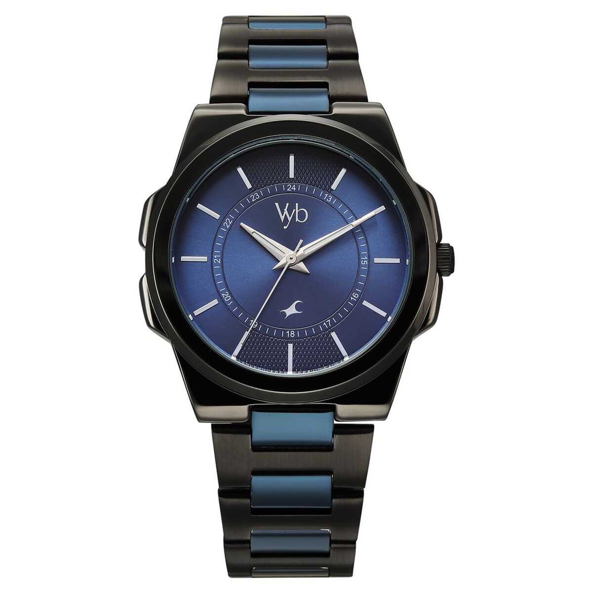 Vyb Nimbus By Fastrack Quartz Analog Blue Dial Two Toned Stainless Steel Strap Watch For Guys 2