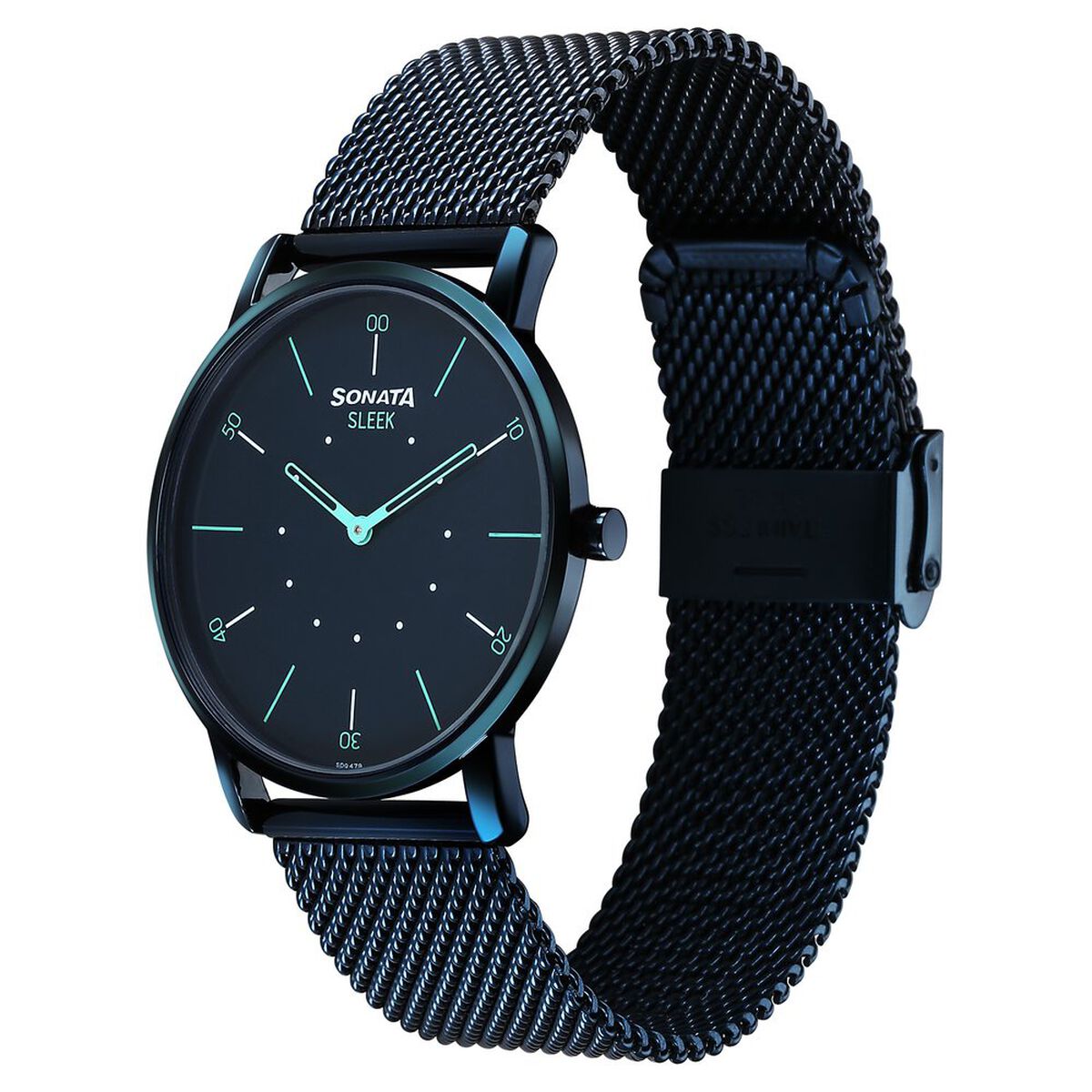 Sonata Sleek Quartz Analog Blue Dial Blue Stainless Steel Strap Watch For Men 3