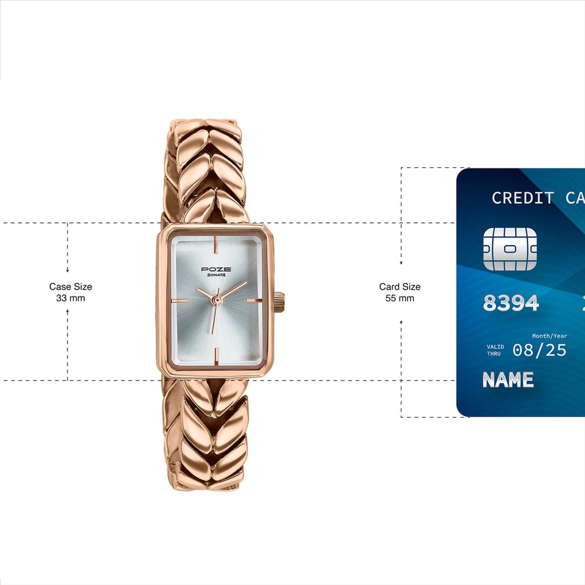 Poze By Sonata Quartz Analog Silver Dial Rose Gold Metal Strap Watch For Women 4