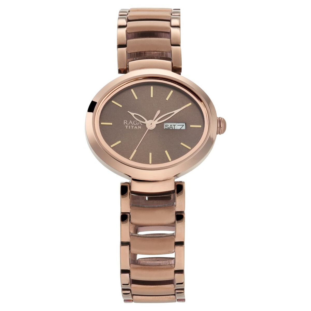 Titan Raga Viva Brown Dial Analog with Day and Date Metal Strap Watch for Women 1