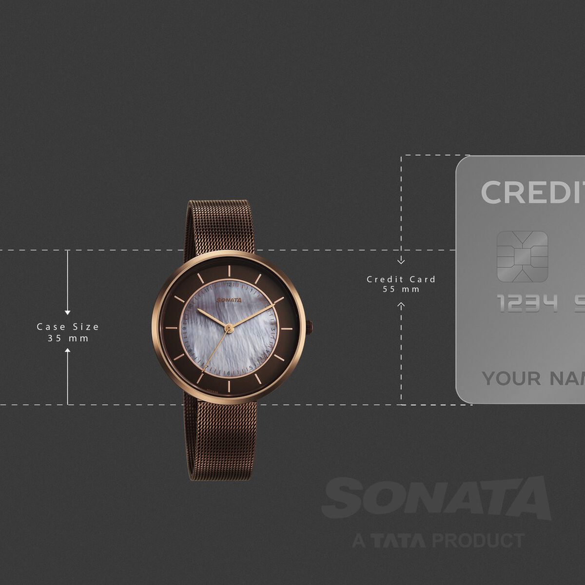 Sonata Modern Edit Quartz Analog Brown Dial Stainless Steel Strap Watch For Women 4