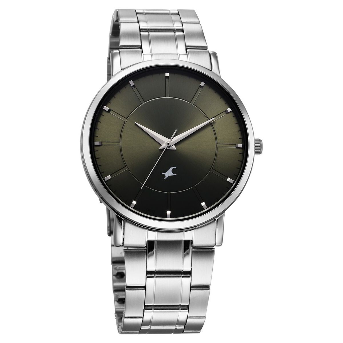 Fastrack Stunners X Quartz Analog Green Dial Stainless Steel Strap Watch For Guys 2