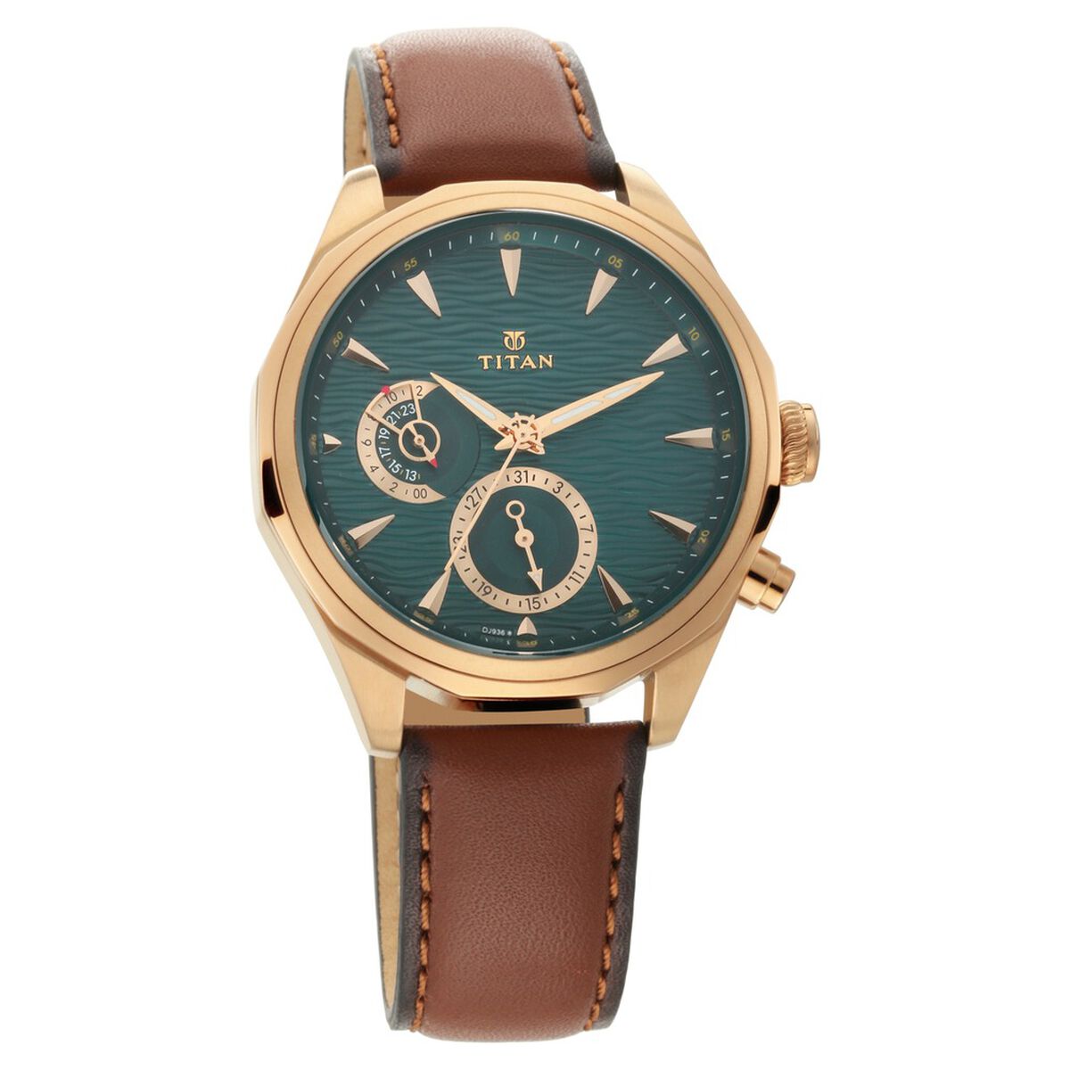 Titan Maritime Green Dial Quartz Multifunction Leather Strap watch for Men 2
