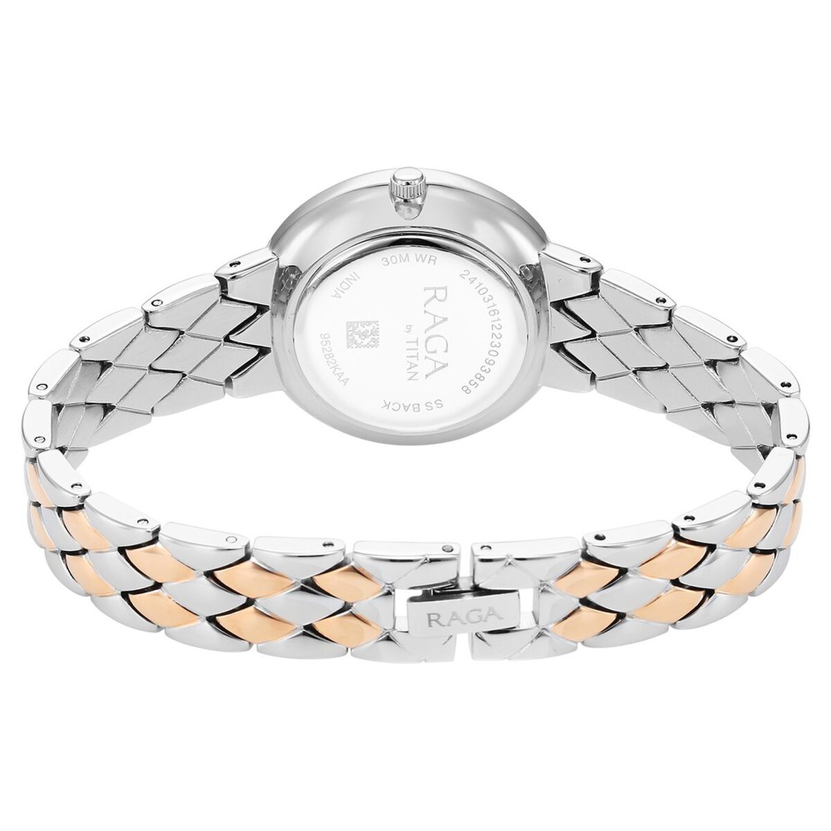 Titan Raga Showstopper Quartz Analog Silver Round Dial Two Toned Metal Strap Watch For Women 5