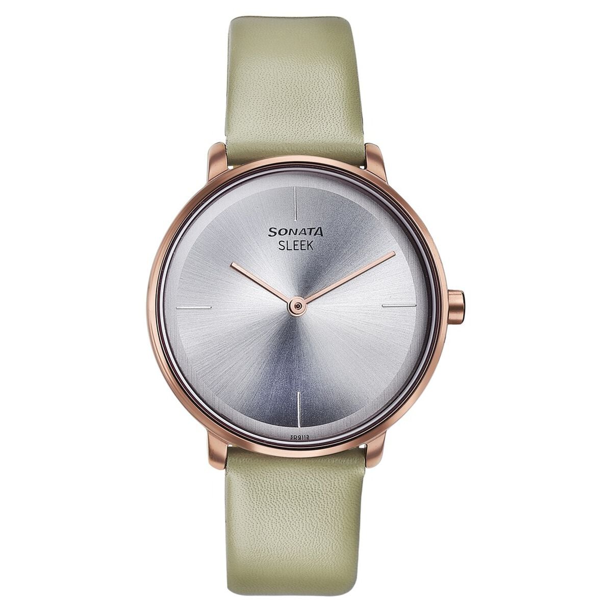 Sonata Sleek Quartz Analog Silver Dial Grey Leather Strap Watch for Women 1