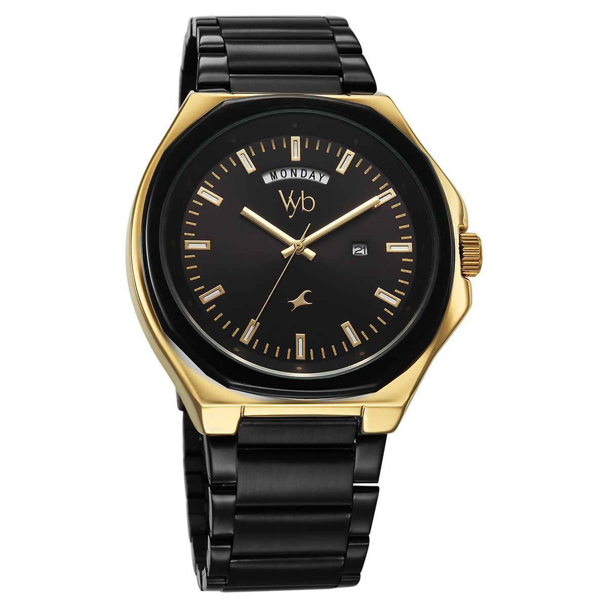 Vyb Orion By Fastrack Quartz Analog Black Dial Metal Strap Watch For Guys 1