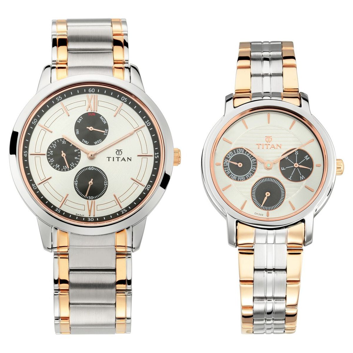 Titan Bandhan Silver Dial Quartz Multifunction Stainless Steel Strap watch for Couple 1