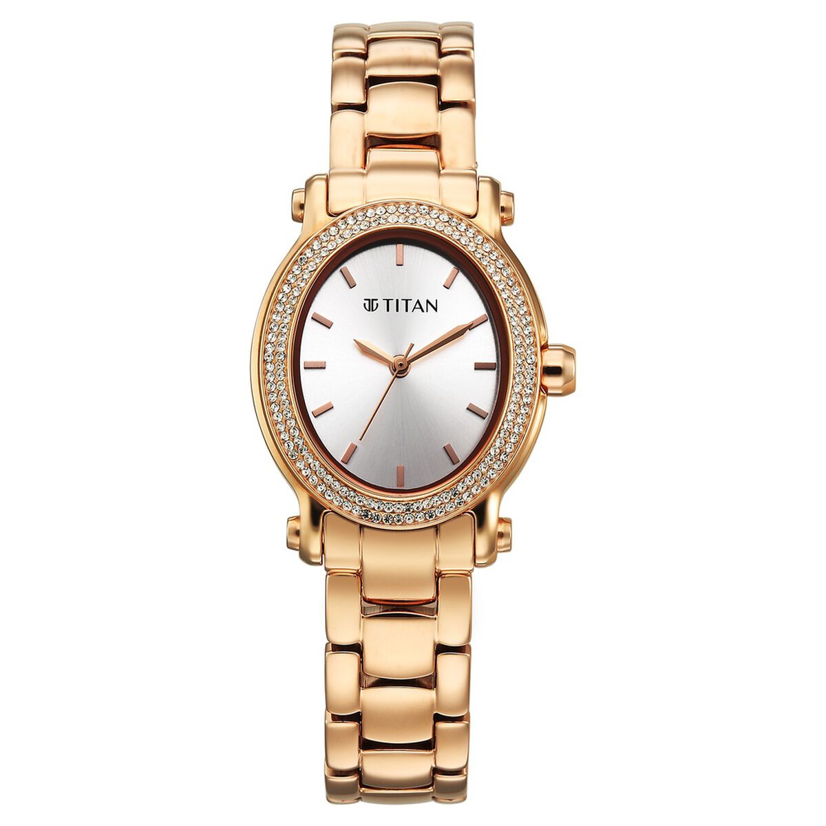 Titan Purple Glamour Quartz Analog Silver Dial Rose Gold Stainless Steel Strap Watch For Women 1