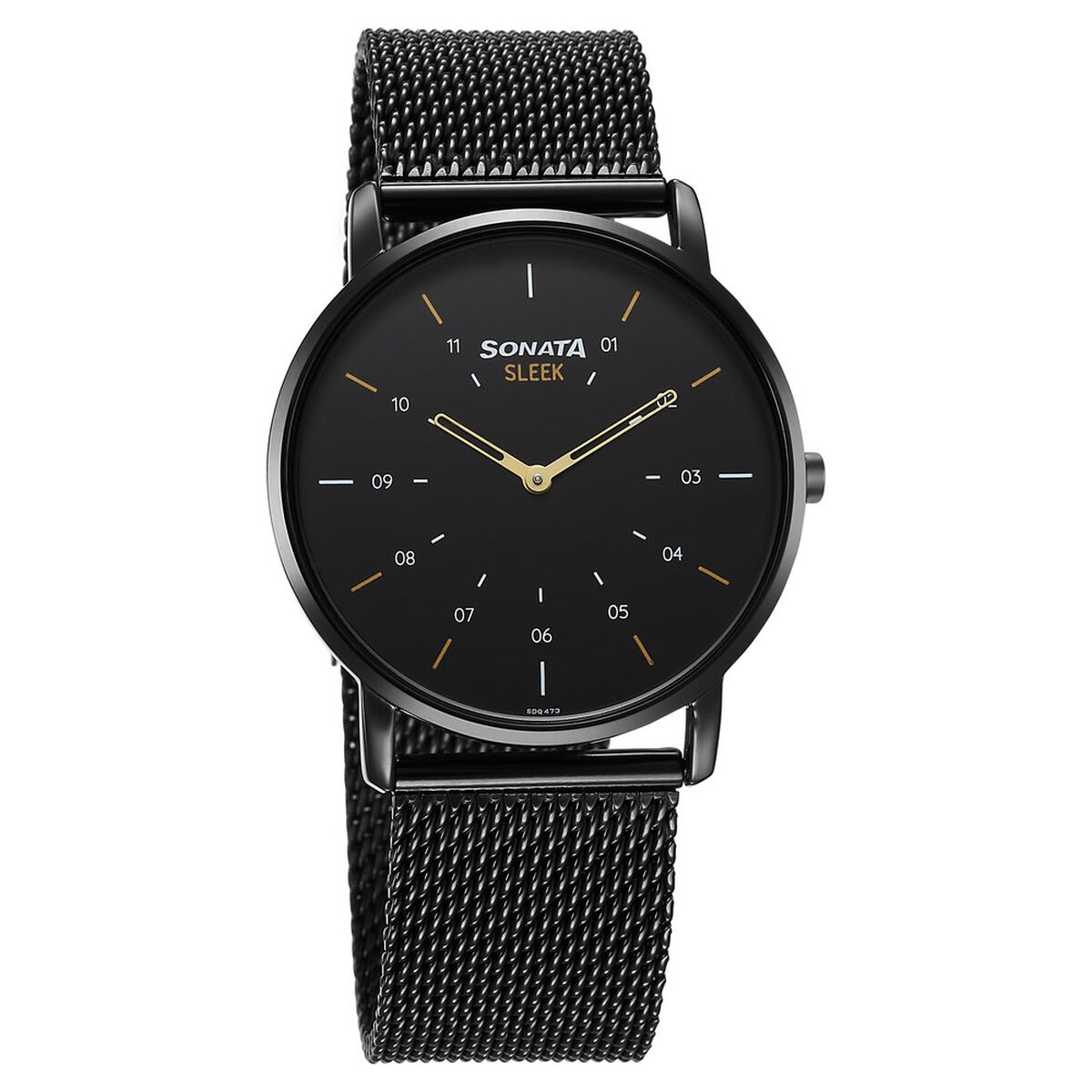 Sonata Sleek Quartz Analog Black Dial Black Stainless Steel Strap Watch For Men 1