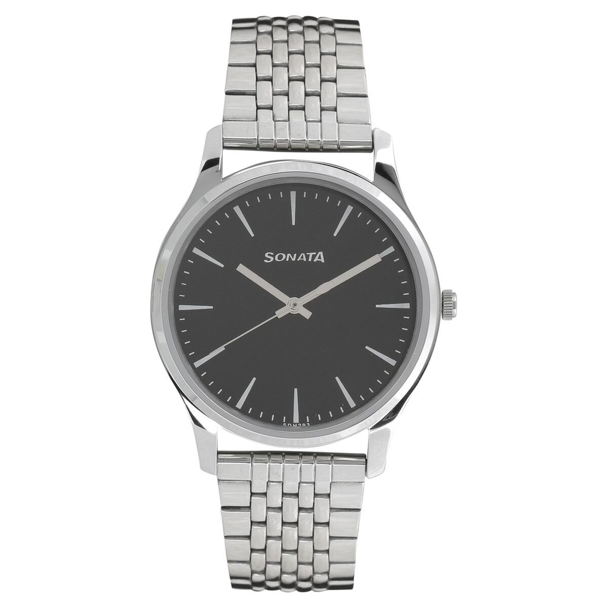 Sonata Quartz Analog Black Dial Stainless Steel Strap Watch for Men 1