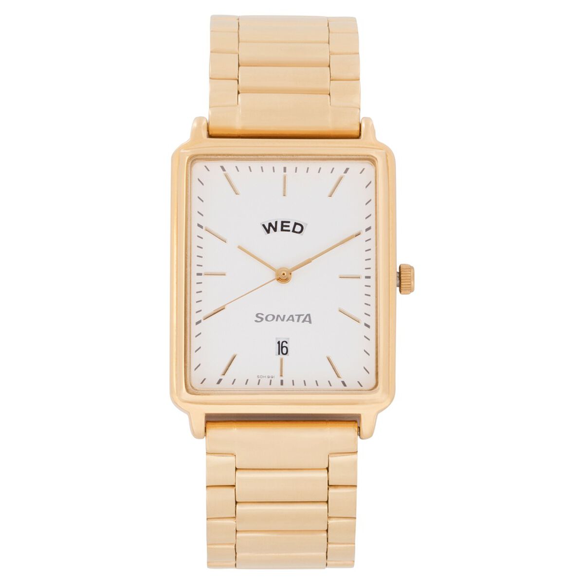 Sonata Quartz Analog with Day and Date White Dial Stainless Steel Strap Watch for Men 1