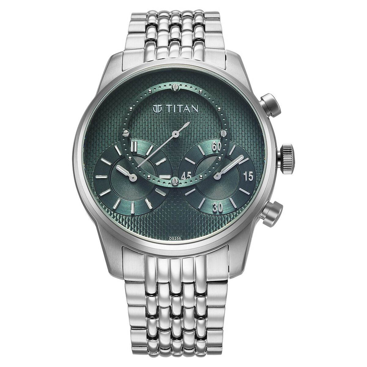 Titan Micromotors Analog with Independent Hour, Minute and 2nd Sub-Dial Green Dial Stainless Steel Strap Watch for Men 2