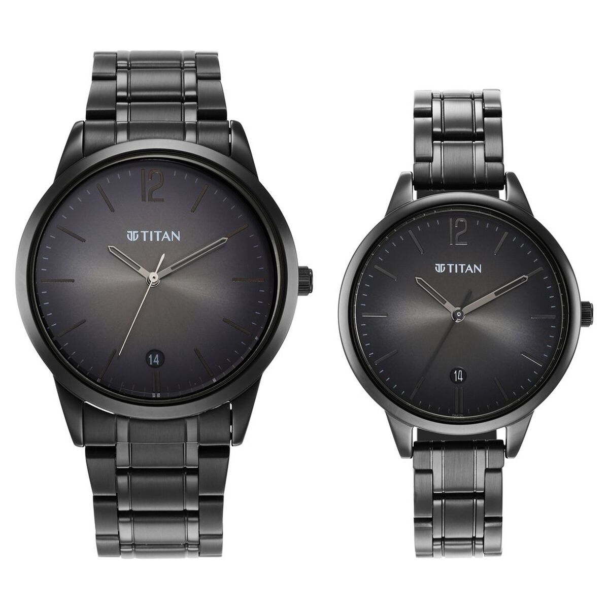Titan Bandhan Anthracite Dial Analog with Date Stainless Steel Strap Watch for Couple 2