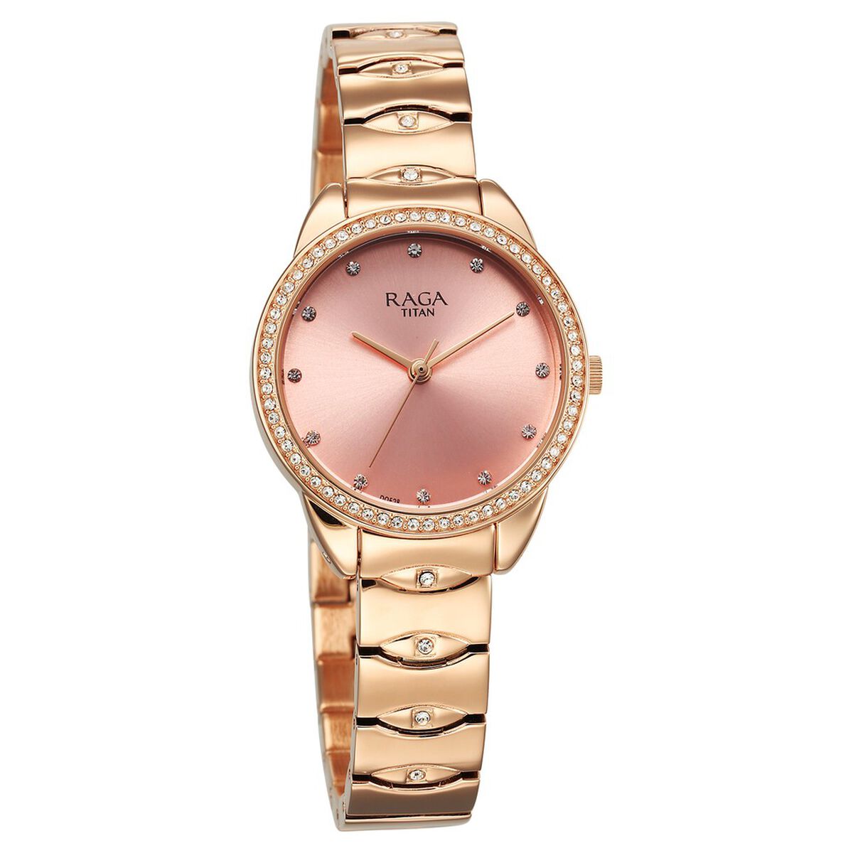 Titan Raga Showstopper Quartz Analog Pink Round Dial Rose Gold Metal Strap Watch For Women 2