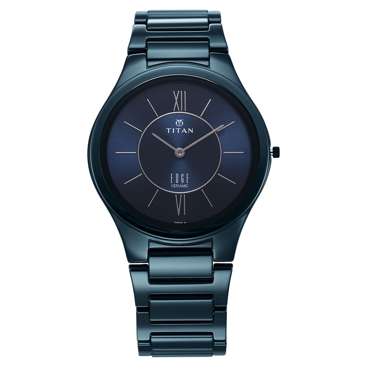 Titan Edge Ceramic Quartz in Glossy Electric Blue Dial Watch for Men 1
