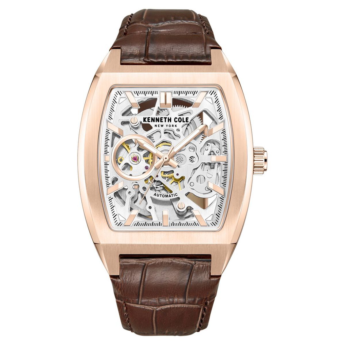 Kenneth Cole Automatic White Dial Leather Strap Watch For Men 1