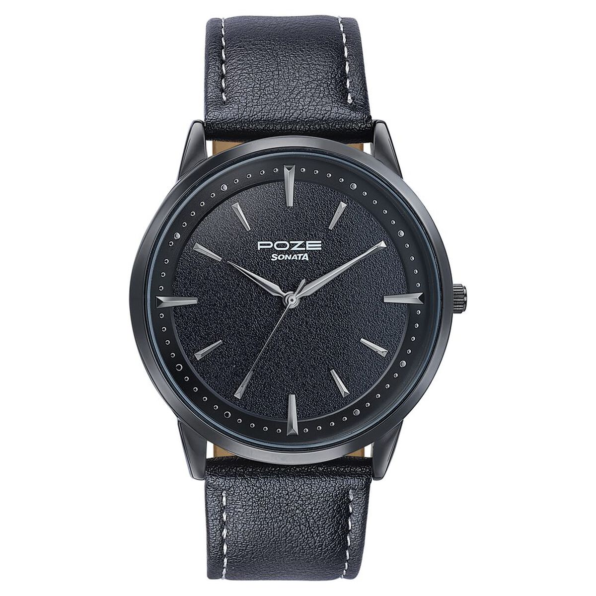 Sonata Poze Quartz Analog Black Dial Leather Strap Watch For Men 2