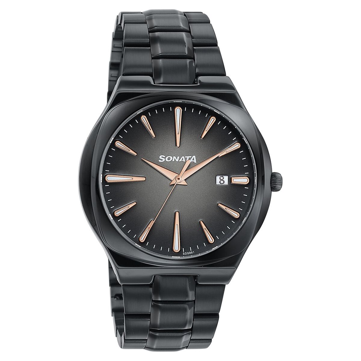 Sonata Festive Quartz Analog Black Dial Black Metal Strap Watch For Men 2