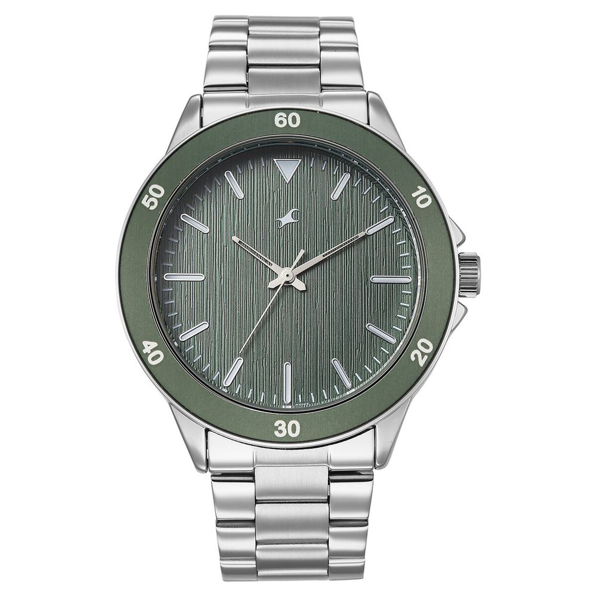 Fastrack Stunners Quartz Analog Green Dial Brown Stainless Steel Strap Watch For Guys 1
