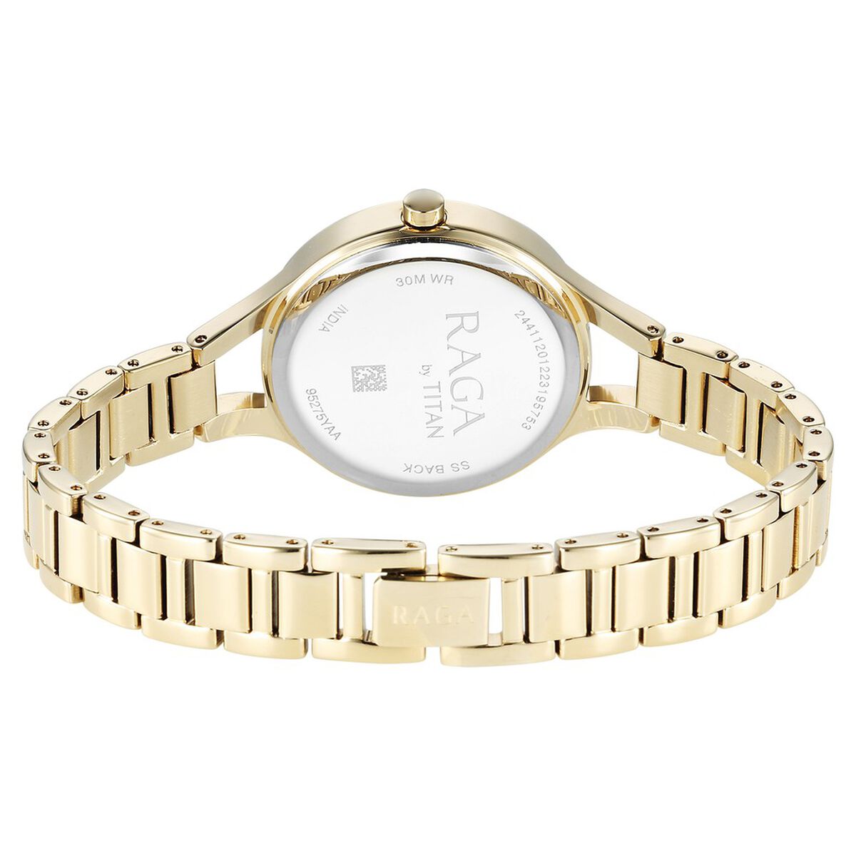 Titan Raga Showstopper Quartz Analog Mother Of Pearl Round Dial Golden Metal Strap Watch For Women 5