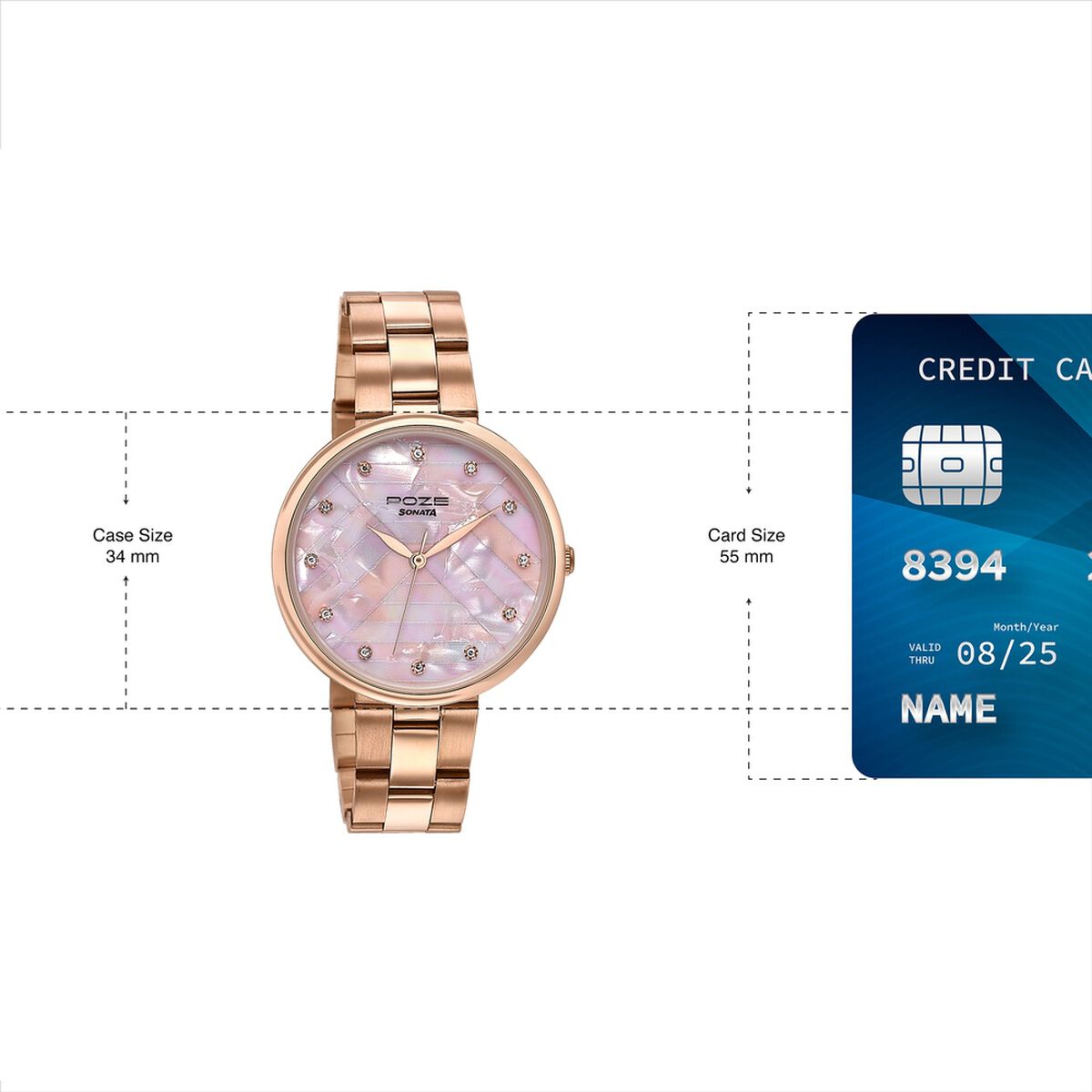 Sonata Poze Quartz Analog Pink Dial Rose Gold Colour Stainless Steel Strap Watch For Women 4