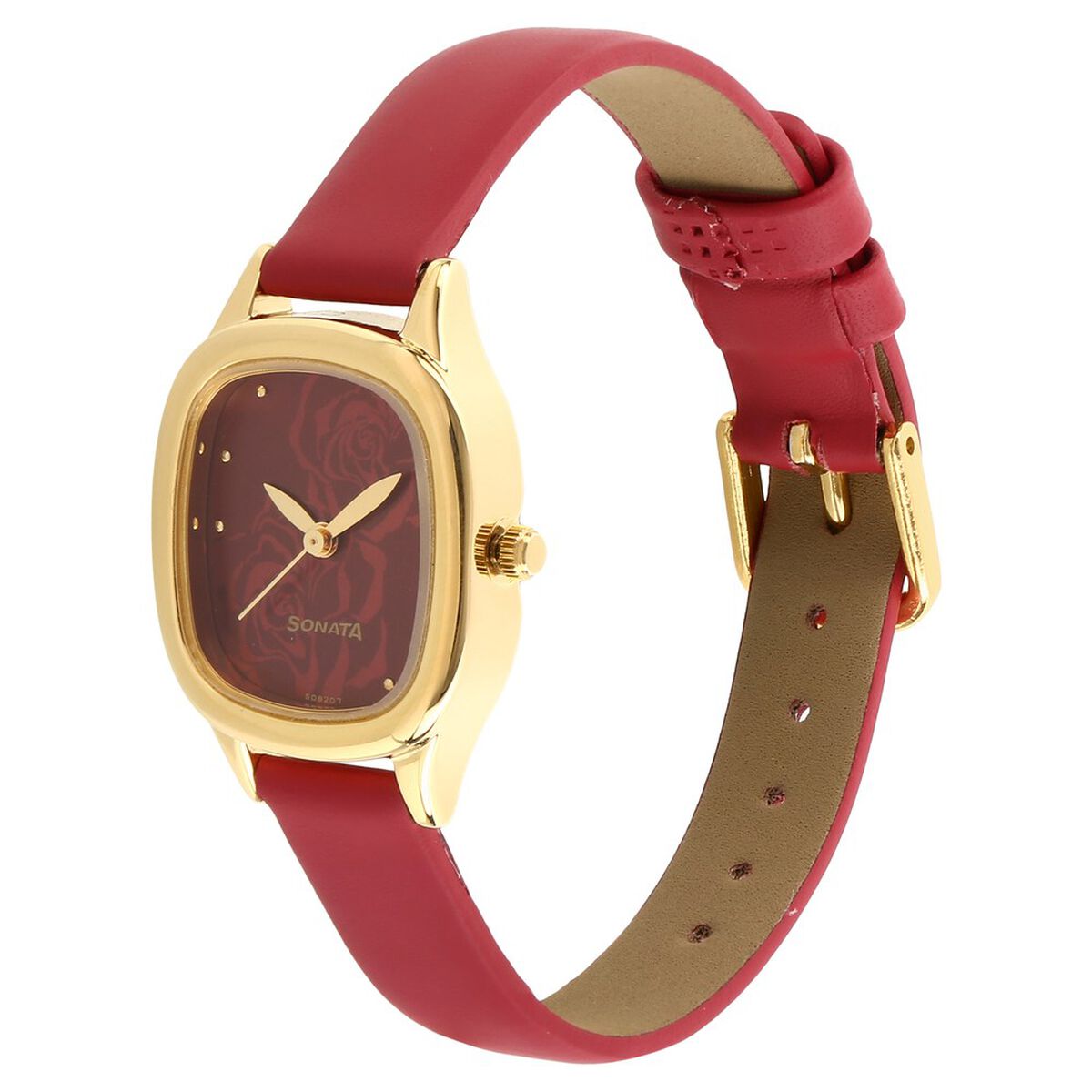 Sonata Quartz Analog Red Dial Leather Strap Watch for Women 2