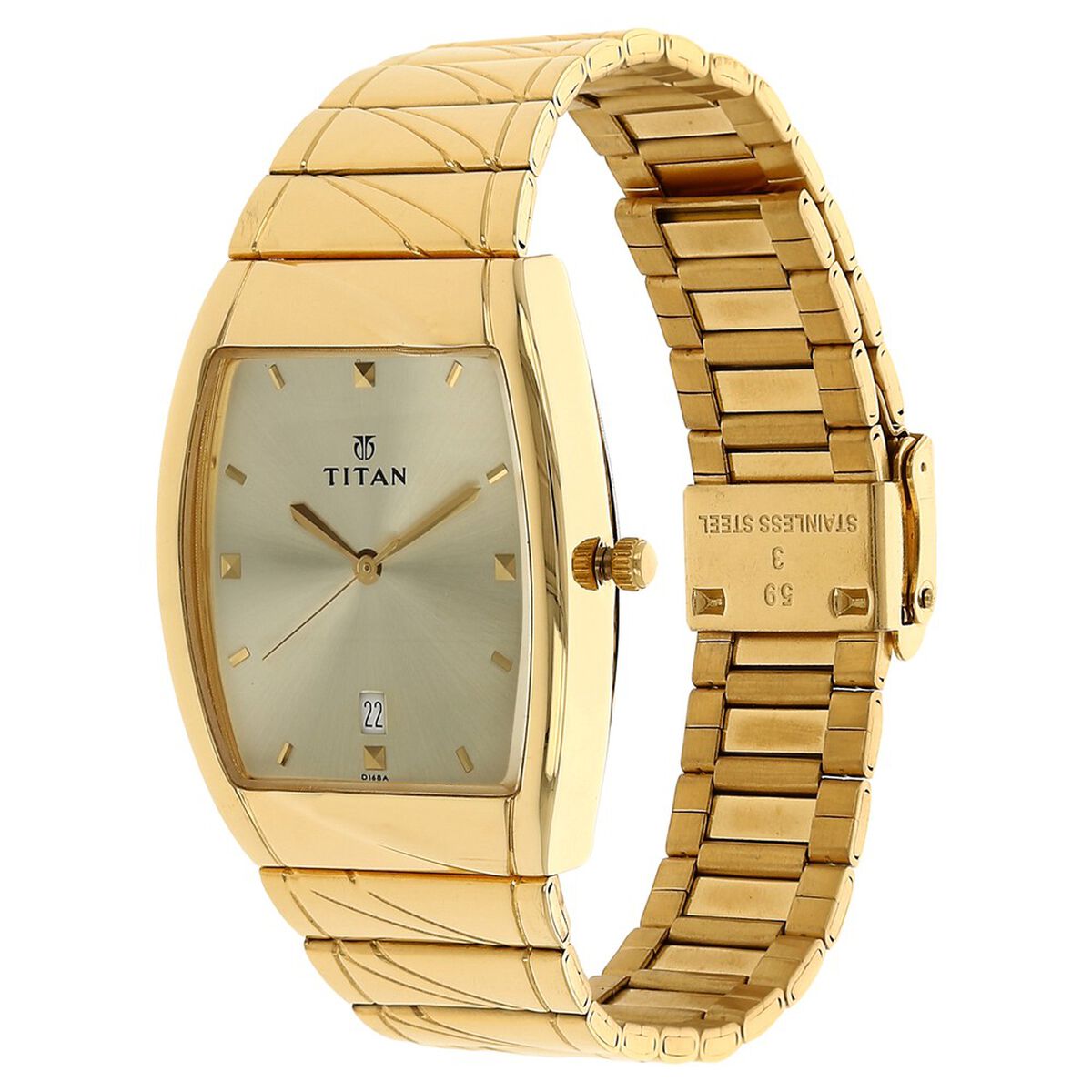 Titan Rectangle Champagne Dial Analog with Date Stainless Steel Strap watch for Men 2