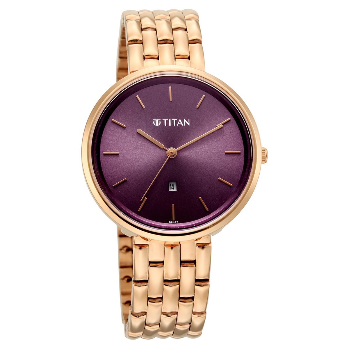 Titan Neo Quartz Analog Purple Dial Rose Gold Metal Strap Watch For Women 2