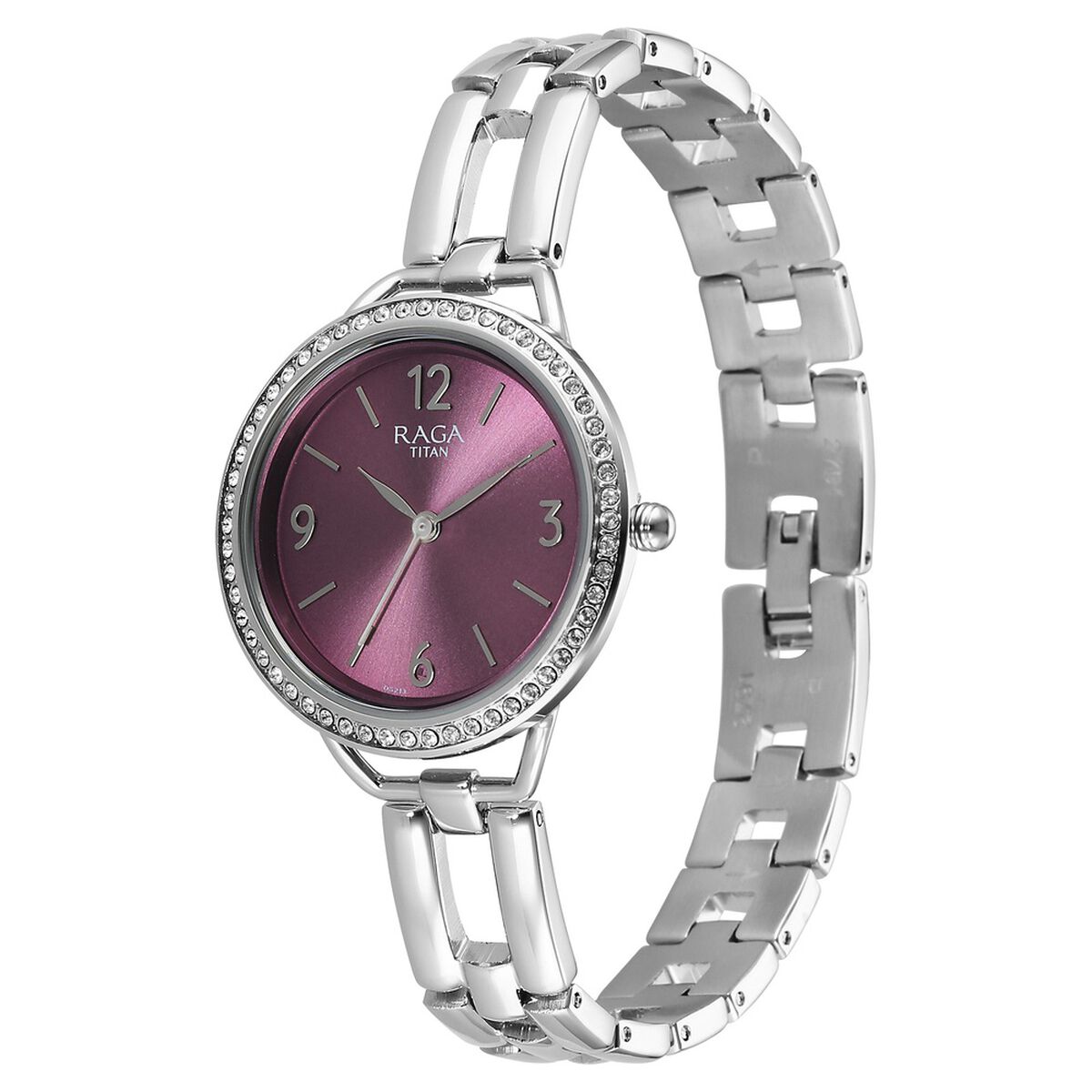 Titan Raga DEC Blaze Quartz Analog Purple Dial Silver Metal Strap Watch For Women 3