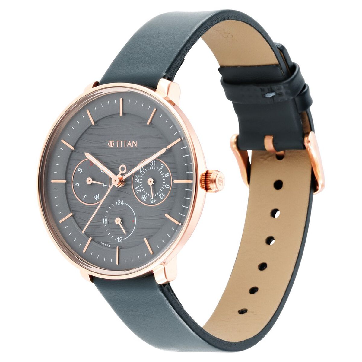 Titan Women's Svelte Black: Multi-Function Watch with Leather Strap 3