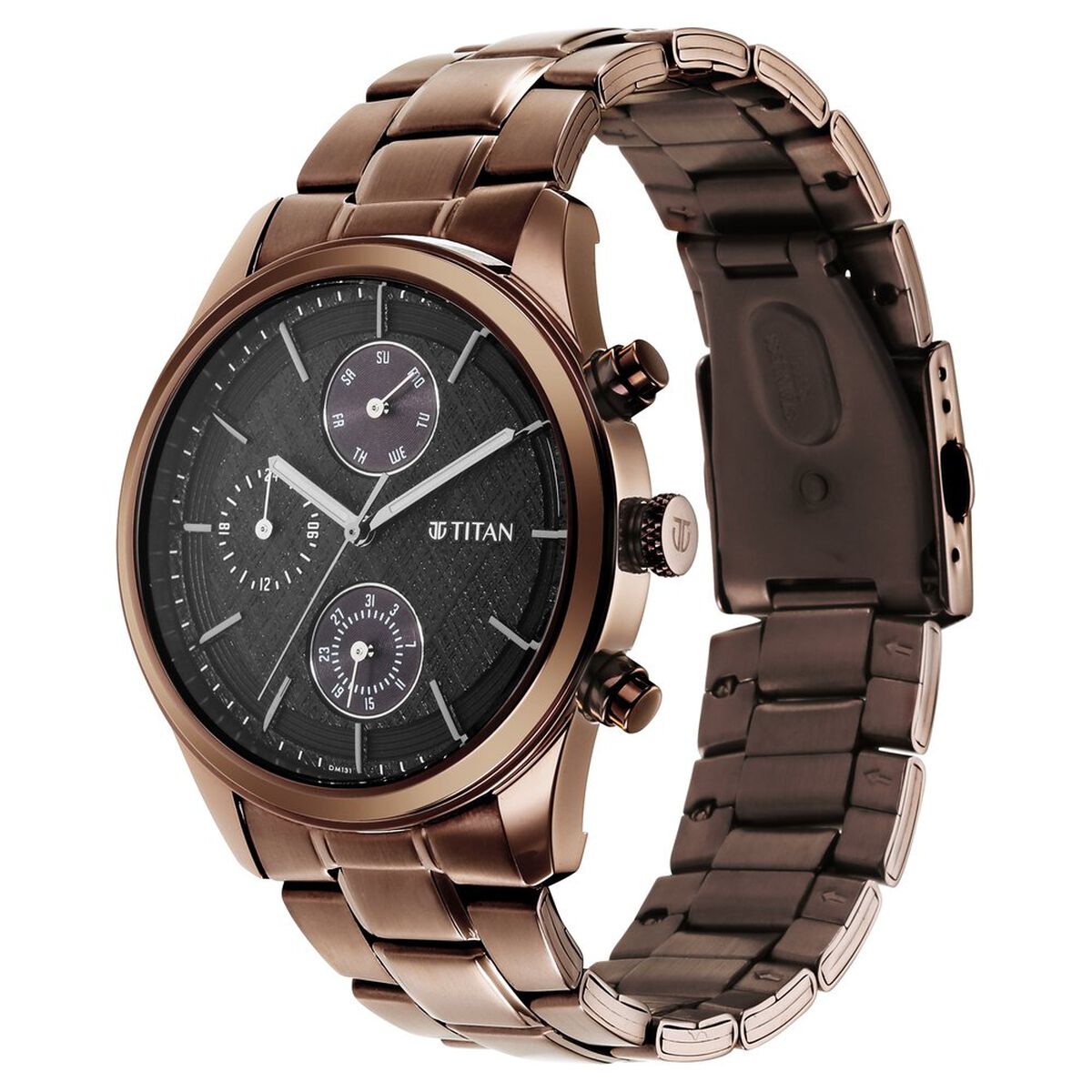 Titan Neo Splash Quartz Multifunction Black Dial Stainless Steel Strap Watch for Men - 42 mm Case Size - Medium Dial 5