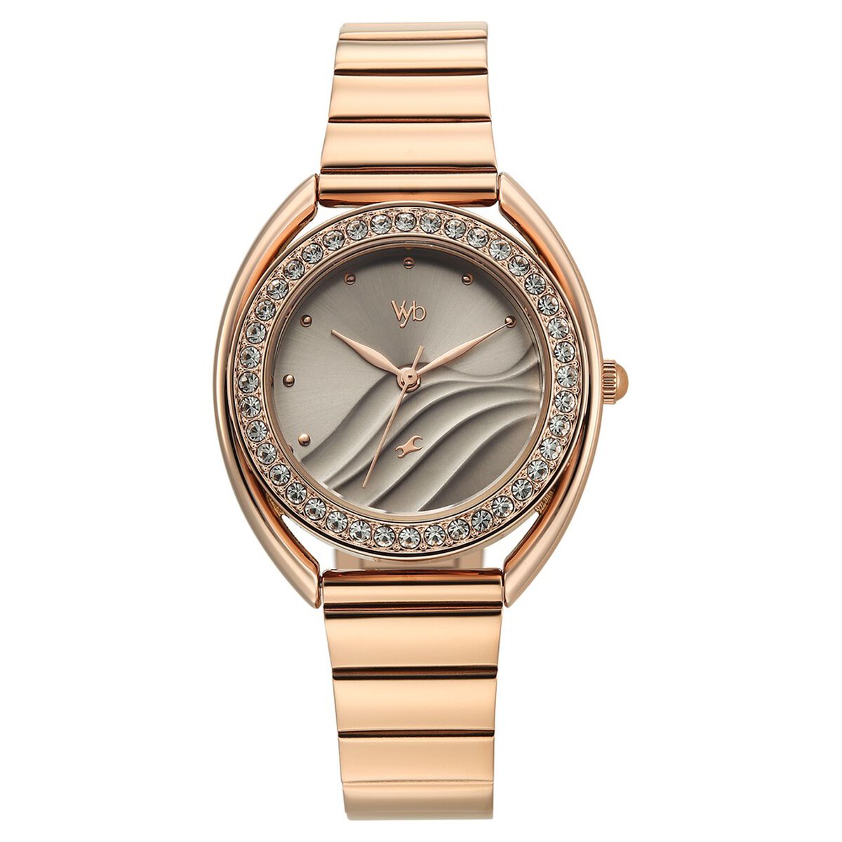 Vyb Eclipse By Fastrack Quartz Analog Grey Dial Rose Gold Stainless Steel Strap Watch For Girls 1