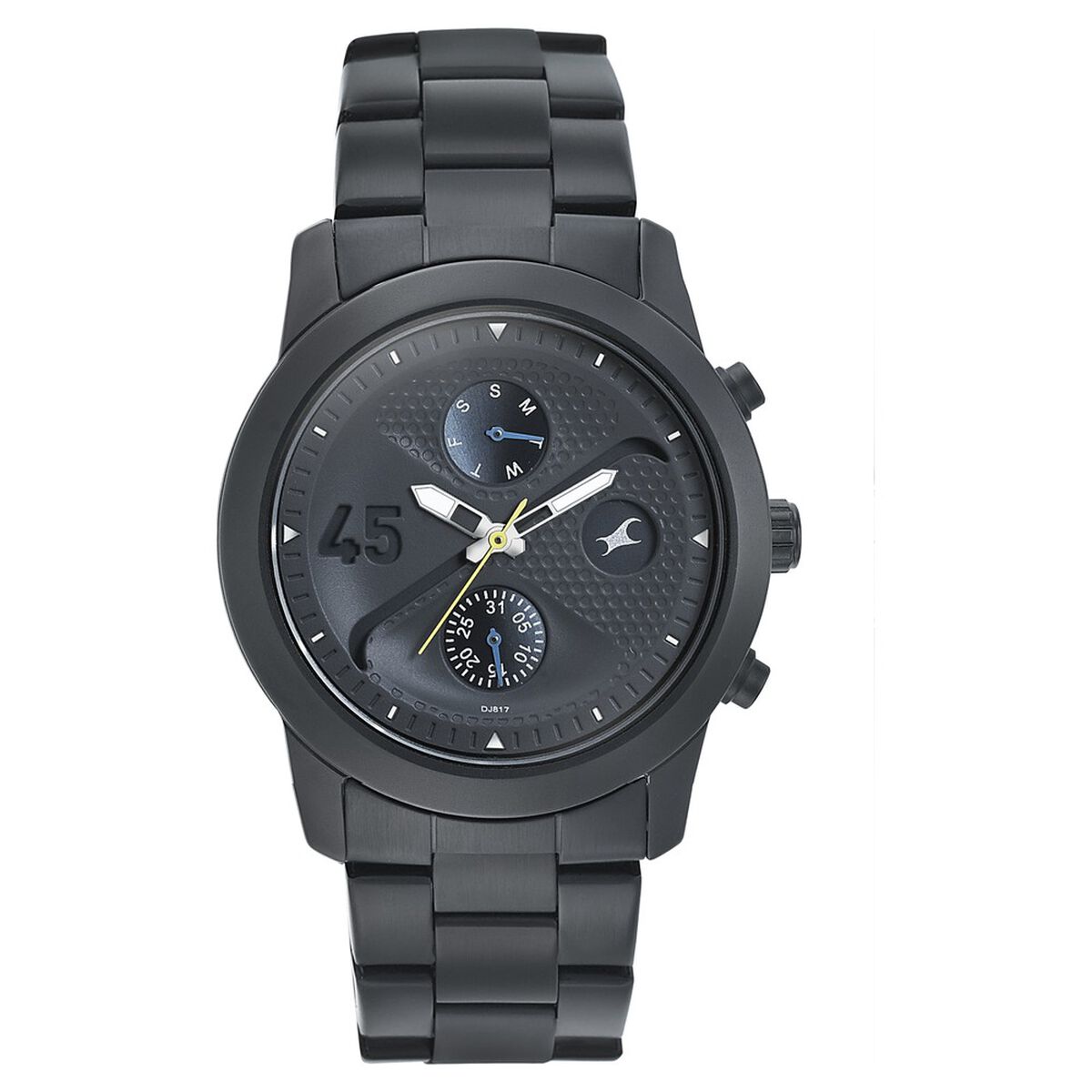 Fastrack Go Skate Quartz Multifunction Black Dial Stainless Steel Strap Watch for Guys 2
