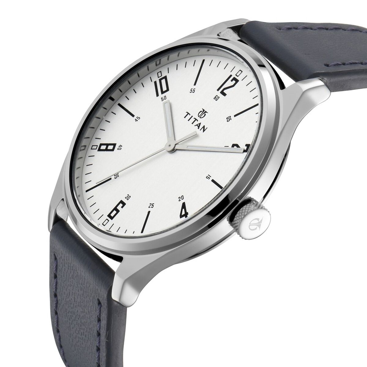 Titan Men's Minimalist Zen Watch: Sleek Leather Strap with Contrast Hands 2