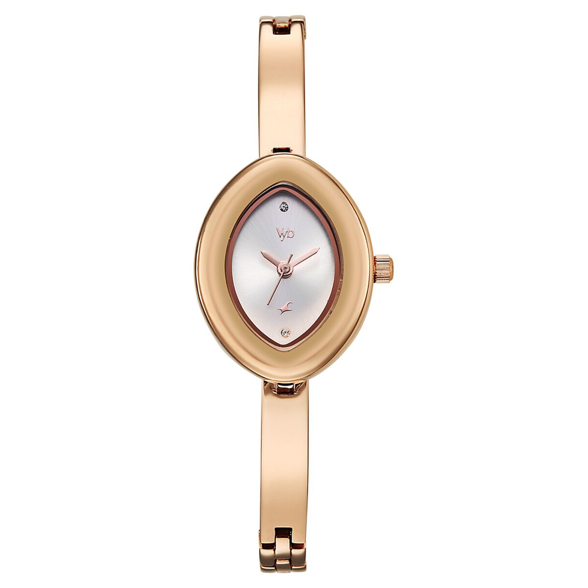 Vyb Luna By Fastrack Quartz Analog White Dial Rose Gold Metal Strap Watch For Girls 1