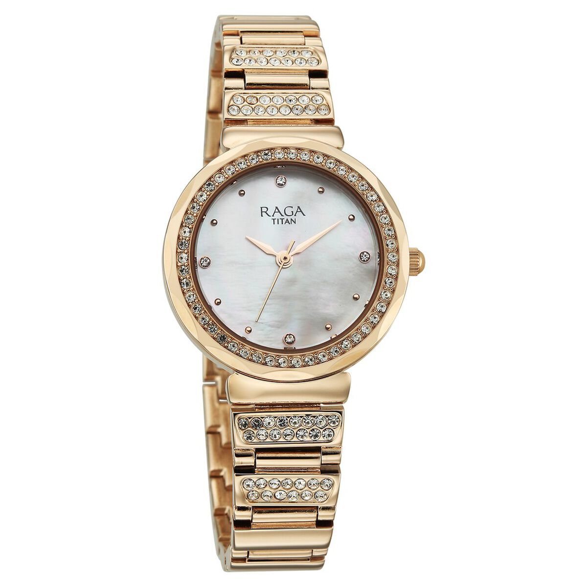 Titan Raga Spotlight Quartz Analog Mother of Pearl Dial Rose Gold Metal Strap Watch For Women 2