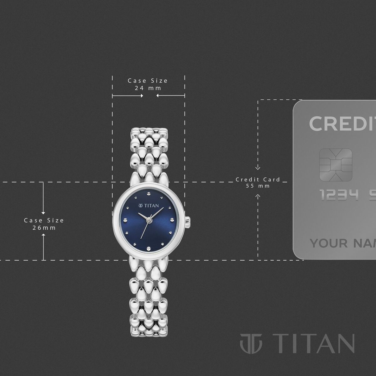 Titan Purple Serein Quartz Analog Blue Dial Silver Metal Strap Watch For Women 4