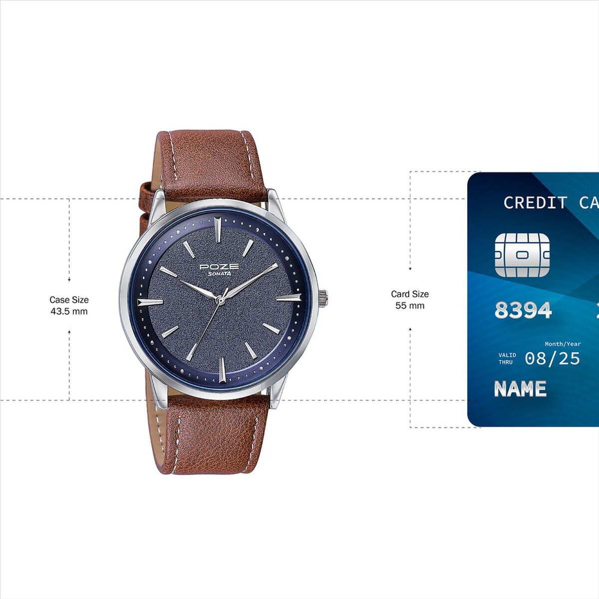 Sonata Poze Quartz Analog Blue Dial Leather Strap Watch For Men 4