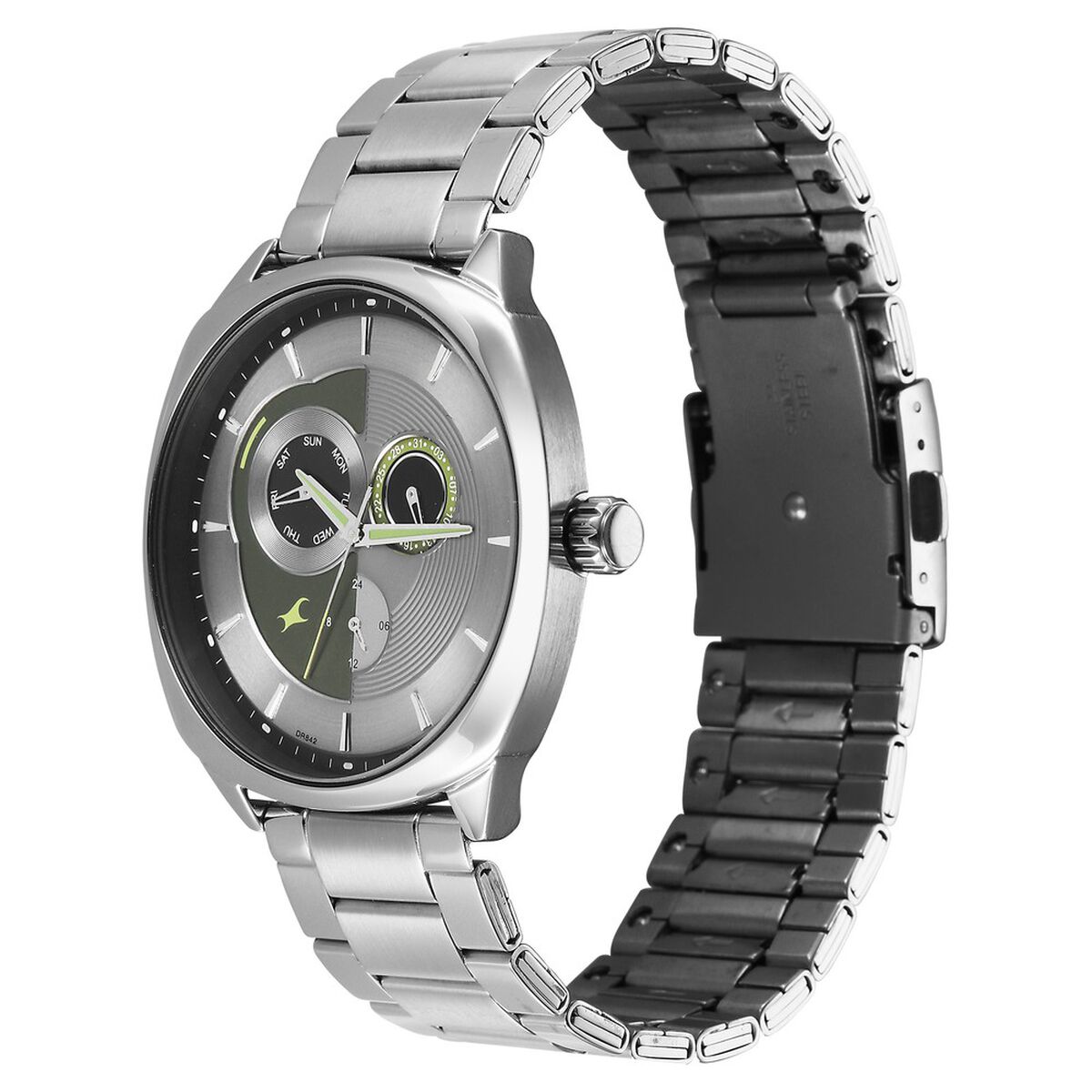 Fastrack Tick Tock Quartz Multifunction Silver Dial Stainless Steel Strap Watch For Guys 3