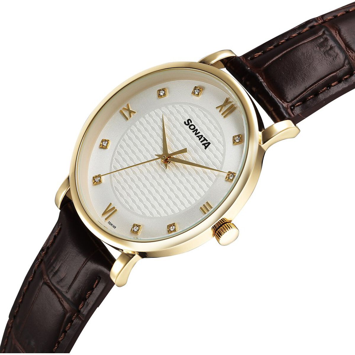 Sonata Wedding Quartz Analog Off White Dial Leather Strap Watch For Men 2